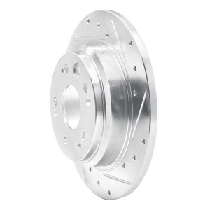 Acura RL Brake Rotor (1) - Rear Right - R1 Concepts - Drilled & Slotted - Silver - `02-`04